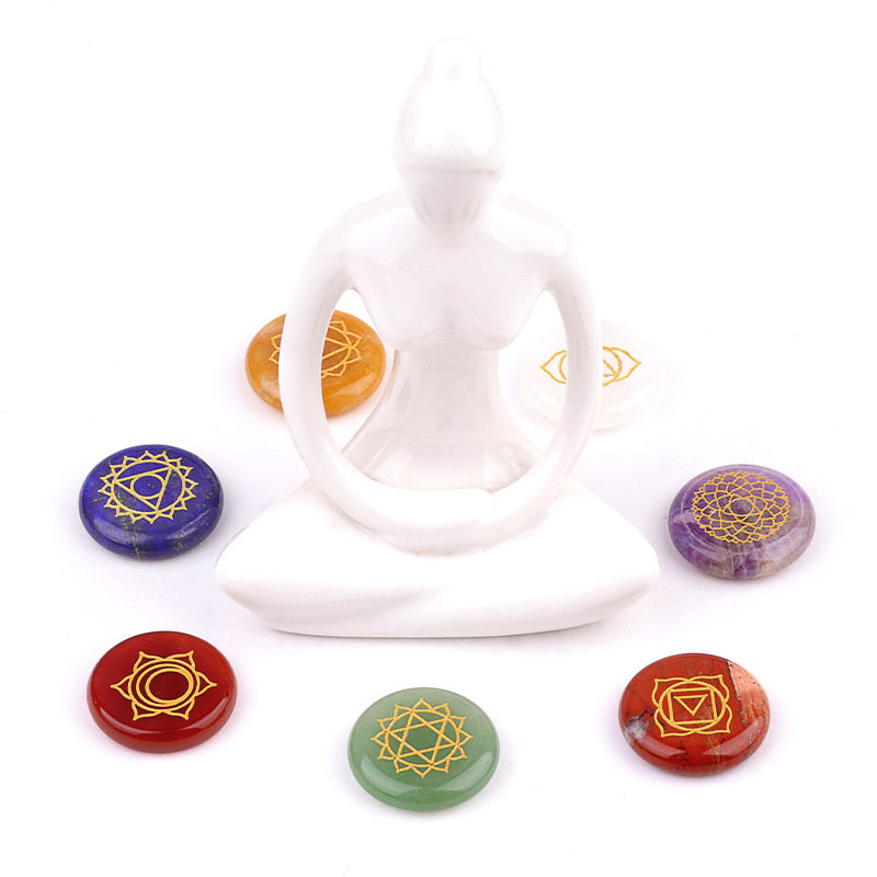 Healing Crystal Set - 7 stks/set Natuursteen Kralen Ornament Ronde