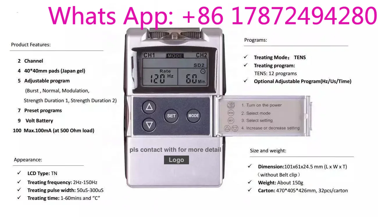 7000 4-kanaals 15-modi pijnver - Tens Pain Relief Unit recensie en prijs